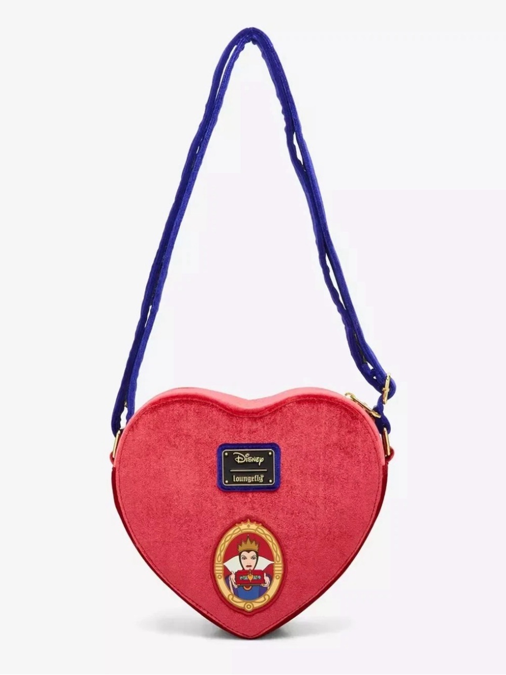 NEW Loungefly Disney SNOW WHITE & 7 Dwarfs EVIL QUEEN Velvet Heart Crossbody Bag - Picture 2 of 4